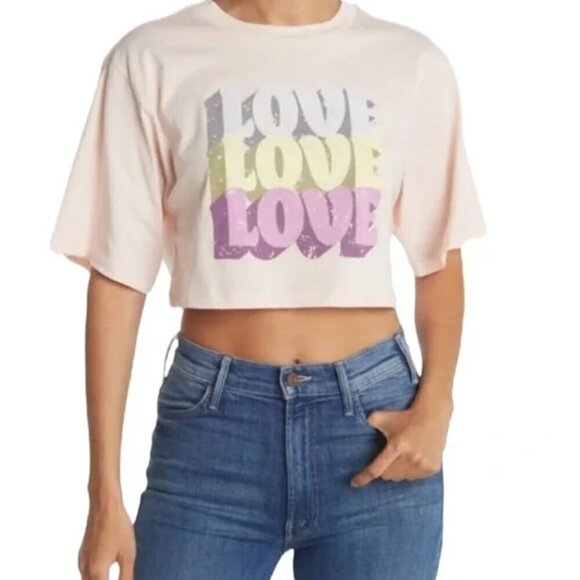 NWT Abound by Nordstrom Love Cropped Graphic Tee - Size: Large - Picture 1 of 8